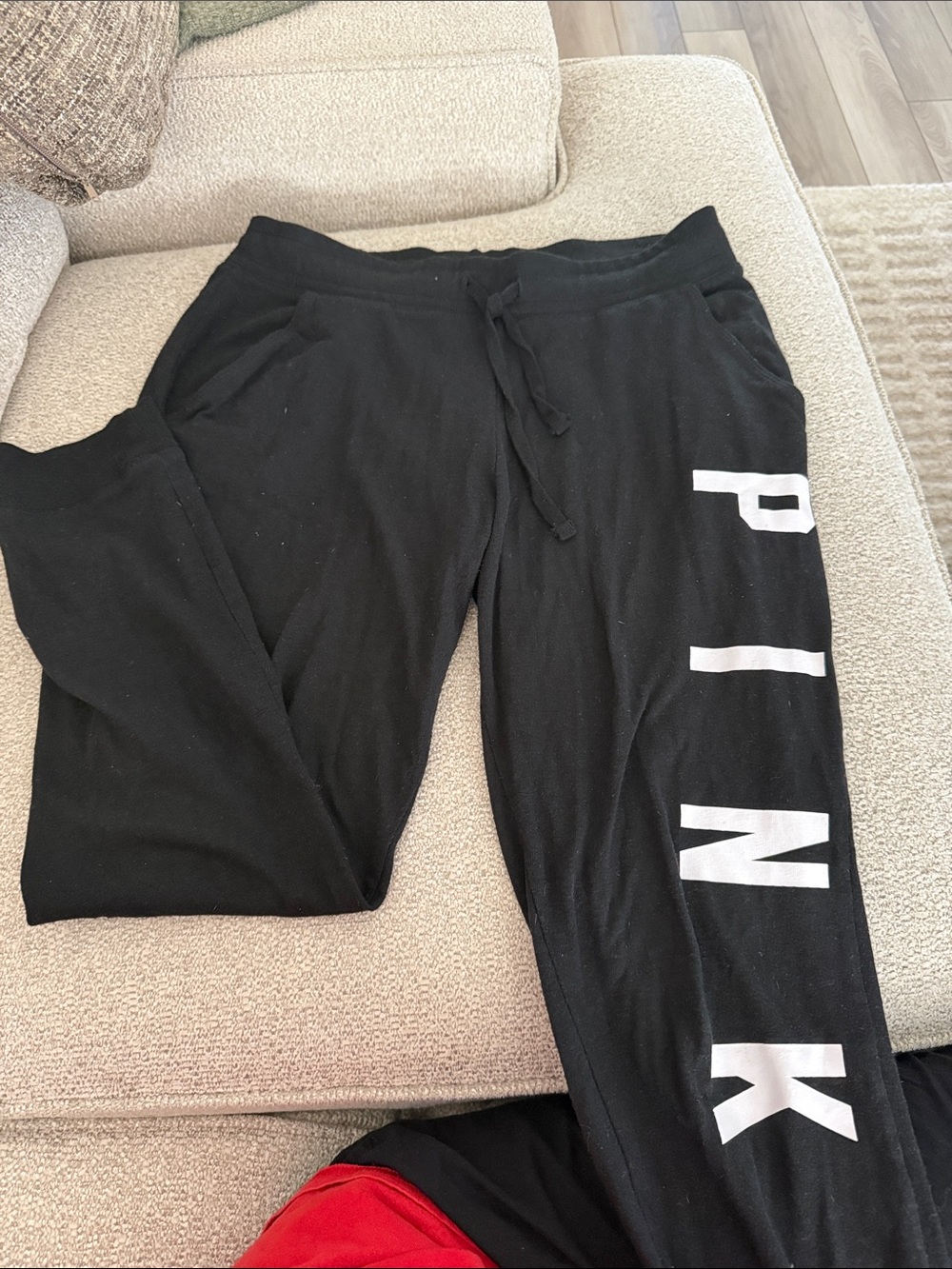 PINK Black Logo Lounge Joggers